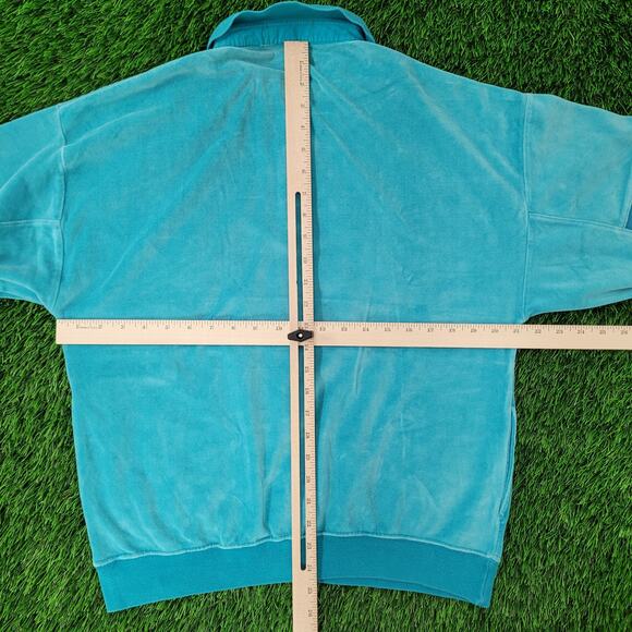 Vintage 90s MOD Velour Collared Sweater Womens M 21x24 Baggy - Picture 5 of 13